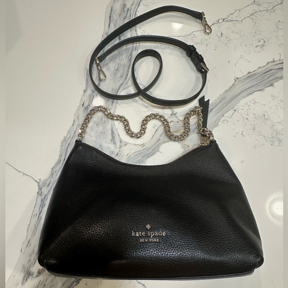 Kate Spade Pebbled Leather Convertible Shoulder /Crossbody Bag, Black EUC